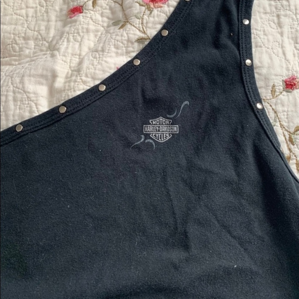 Harley Davidson studded one shoulder top